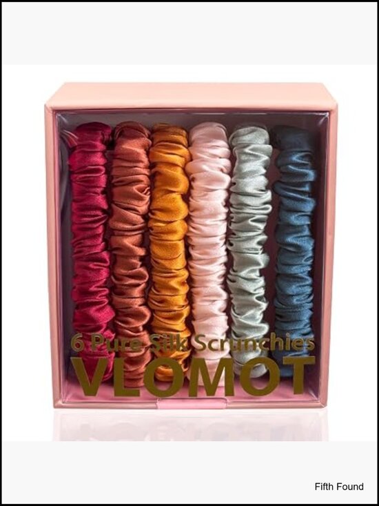6 Pack Pure Mulberry Silk Hair Scrunchies Silk Hair Ties Set of 6 main image 6